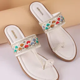Anouk Women Embellished T-Strap Flats-image-66