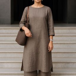KALINI Women Solid Cotton Kurta with Palazzo-image-35