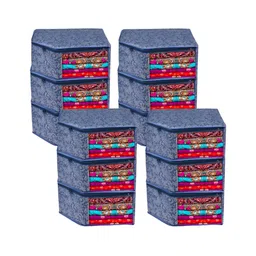 Aura Navy Blue 12 Pieces Reusable Wardrobe Organisers-16