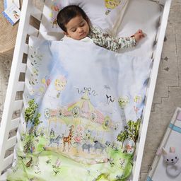 THE BABY TRUNK White & Green Cartoon Characters Egyptian Cotton 2 Piece Crib Superfine Bedding Set-17