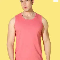 WOOSTRO Pack Of 2 Printed Combed Cotton Gym Vests VWS26(MORE WHITE)(PLAIN PEACH)-image-77
