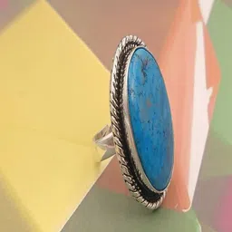 Shrim jewels Turquoise Stone-Studded Adjustable Finger Ring-picture-22