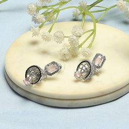 Biba Silver-Plated Artificial Stones Studded Dome Shaped Jhumkas-image-15