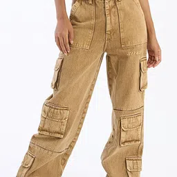 SIX5SIX Unisex Regular Fit High-Rise Cotton Denim Cargo Jeans-image-86