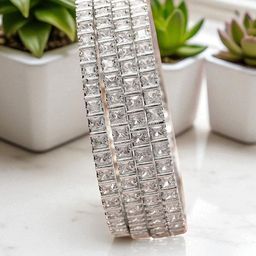 The Pari Set Of 4 Silver-Plated American Diamond-Studded Bangles-88