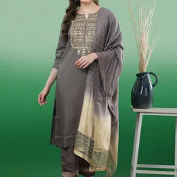Sangria Embroidered Sequence Kurta & Trouser With Dupatta image 1