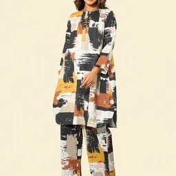 MYROR Printed Round Neck Tunic & Trouser Co-Ord Set-image-39