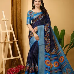 LeeliPeeri Designer Floral Printed Woven Design Zari Saree-picture-10