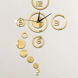 upkaranwale Yellow 3D Morden Art Circles Pattern Wall Sticker Clock-9
