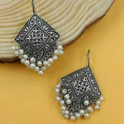 Sangria Silver Plated Beaded Drop Earrings-24