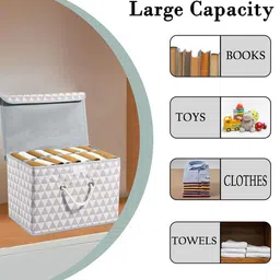 Kuber Industries Grey Triangle Printed Pure Cotton Multipurpose Medium Storage Organisers image 4