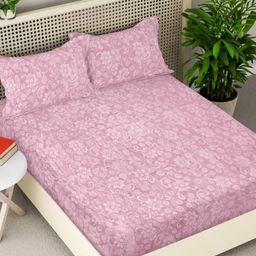 Myntra Elegant Homes Pink Printed Woollen 300 TC King Bedsheet Set 2.5 m x 2.25 m-image-53