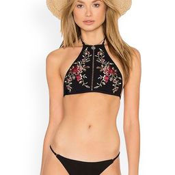 Kaali Peeli Floral Embroidered High Neck Swim Bikini Set-image-9
