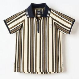 Blue Giraffe Boys Striped Polo Collar T-shirt-image-44