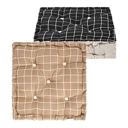 Myntra Elegant Homes Black & Brown 2 Pieces Checked Cotton Chair Pads-image-51