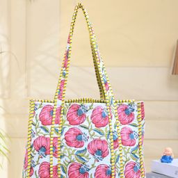 Silvermerc Designs Floral Printed Shopper Tote Bag with Quilted-picture-49