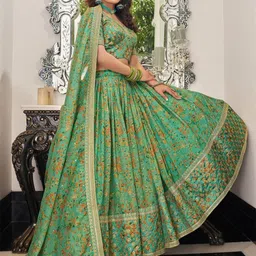 ODETTE Embroidered Sequinned Semi-Stitched Lehenga & Blouse With Dupatta-picture-11