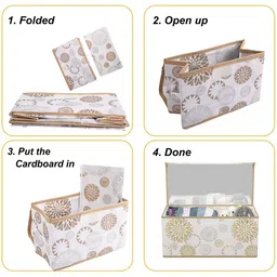Kuber Industries White 3 Pieces Printed Drawer Organisers With Transparent Lid image 5