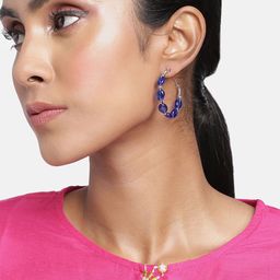 Sangria Silver Plated Beaded Circular Hoop Earrings-9