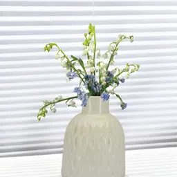 The Decor Lane Off-White Textured Glossy Decorative Ceramic Flower Vase-image-32