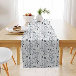 STITCHNEST White & Grey Floral Printed Table Runner-8
