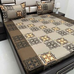Pure Decor Passion Fur Brown Ethnic Printed Pure Cotton Queen Bedsheet Set 2.53 x 2.28m-12