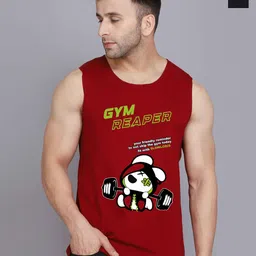 SLOWLORIS Pack Of 2 Printed Round Neck Gym Vests-picture-47