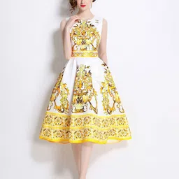 JC Collection Floral Printed Fit & Flare Midi Dress-image-95