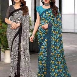Moda Rapido Pack of 2 Floral Pure Georgette Saree-picture-55