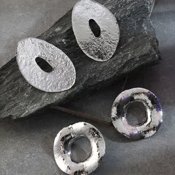 SOHI Set Of 2 Silver Plated Contemporary Drop Earrings-55