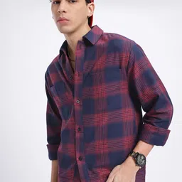 glitchez Checked Herringbone Weave Oversized Shirt-image-14
