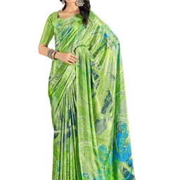 Reboot Fashions Printed Pure Crepe Saree-image-92