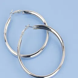 TEULRIP Silver-Plated Circular Hoop Earrings-11