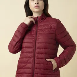 Van Heusen Women Mock Collar Solid Casual Quilted Jacket-image-58