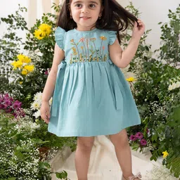 Tiber Taber Girls Cotton Floral Embroidery Dress Blue-picture-53