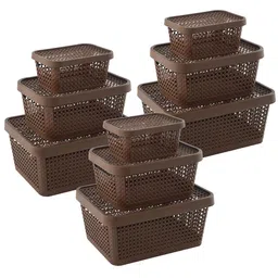Kuber Industries Brown Set of 6 Regular Tote Basket Organisers-31