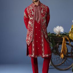 KALPRAAG Men Floral Embroidered Regular Sequinned Kurta with Trousers & With Dupatta-picture-28
