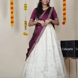 Fabcartz Embroidered Semi-Stitched Silk Lehenga & Unstitched Blouse With Dupatta-picture-20
