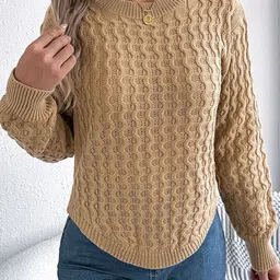 StyleCast x Revolte Women Self Design Cable Knit Pullover-image-40