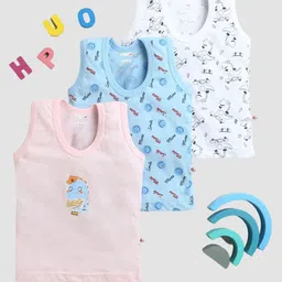 BUMZEE Boys Pack Of 3 Printed Cotton Innerwear Vests-image-15