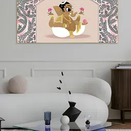 nestroots Pink & Grey Lord Ganesha Printed Religious Canvas Painting Wall Art-image-36