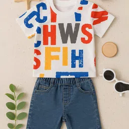 Yoonikk Unisex Kids Printed T-shirt with Shorts-picture-35