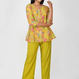 Bindigasm Floral Printed V-Neck Tunic & Palazzos-image-44