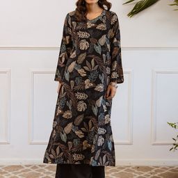 DIVASTRI Floral Printed V-Neck Mirror Work Straight Kurta With Palazzos-picture-35