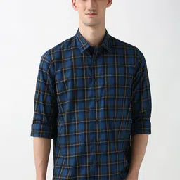 Peter England Casuals Men Spread Collar Checked Cotton Slim Fit Casual Shirt-picture-48
