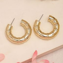 DressBerry Gold-Plated Circular Textured Half Hoop Earrings-30