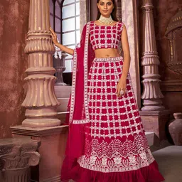 VARNI FABRICS Embroidered Thread Work Semi-Stitched Lehenga & Unstitched Blouse With Dupatta-picture-14