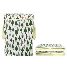 Kuber Industries 3-Pcs Green Tree Printed Foldable LaundryBag75L-17