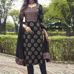 ASHISH PRINT Women Floral Printed Straight Kurta with Trouser & Dupatta-picture-29
