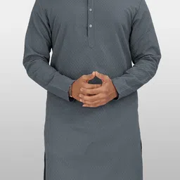 VeBNoR Men Thread Work Dobby Kurta-picture-8